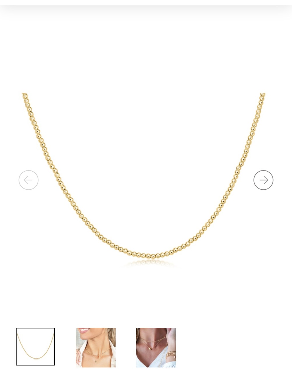 ENewton Gold Beaded Necklace 2mm - Picture 4 of 4